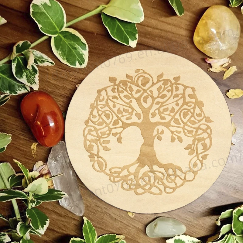 Tailai 8 inch Life of Tree Pendulum Board Wooden Dowsing Divination Metaphysical Message Boards for Beginner