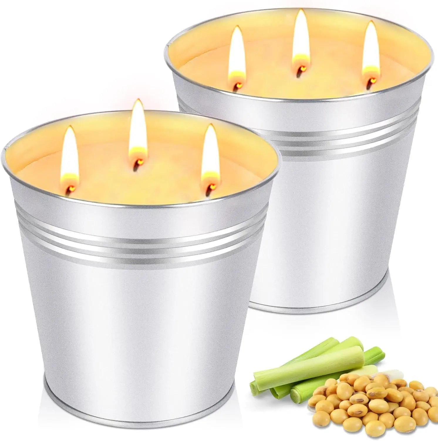 Large Citronella Candles Outdoor 200 Hours Burning 3-Wick Natural Soy Wax Candle for Outside Garden Yard Balcony,TLX0196