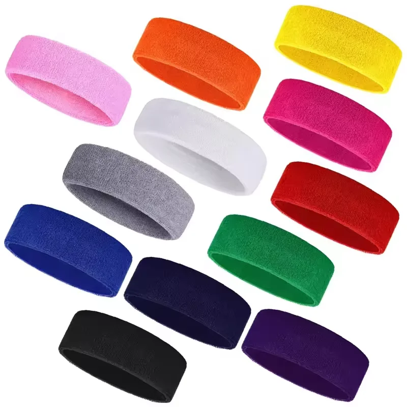 custom sports towel headband embroidered logo basketball elastic cotton sweat headband