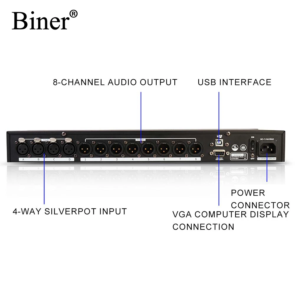 Цифровой аудиопроцессор Biner 4 8 2 In/6 Out предварительный эффектор для Домашнего Караоке выступления на сцене K