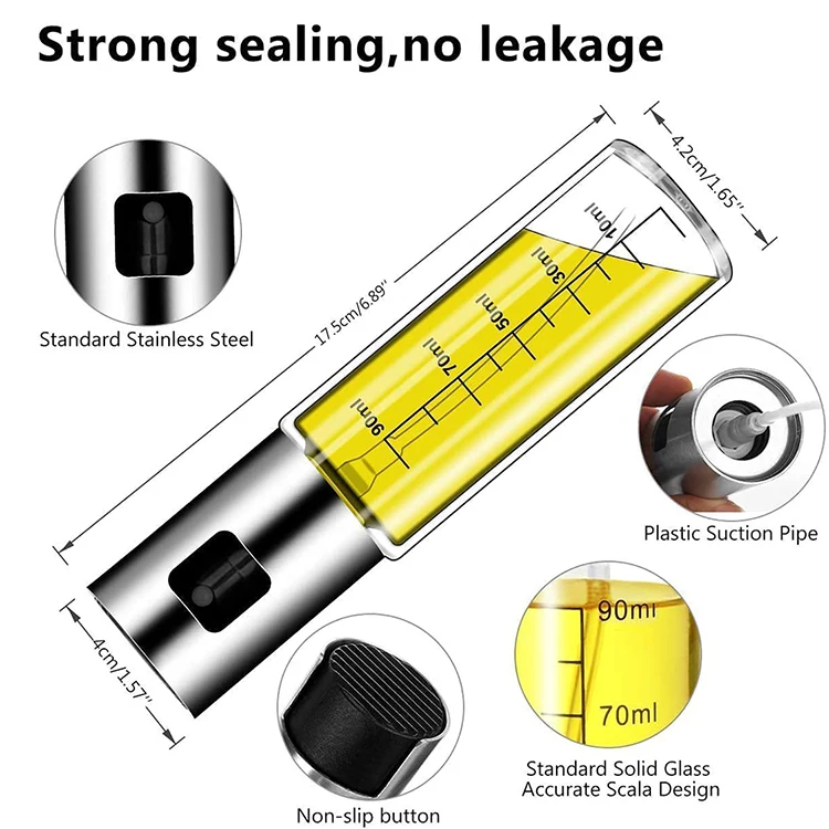 Olive oil sprayer with 100 ml food grade stainless steel and high white glass bottle body