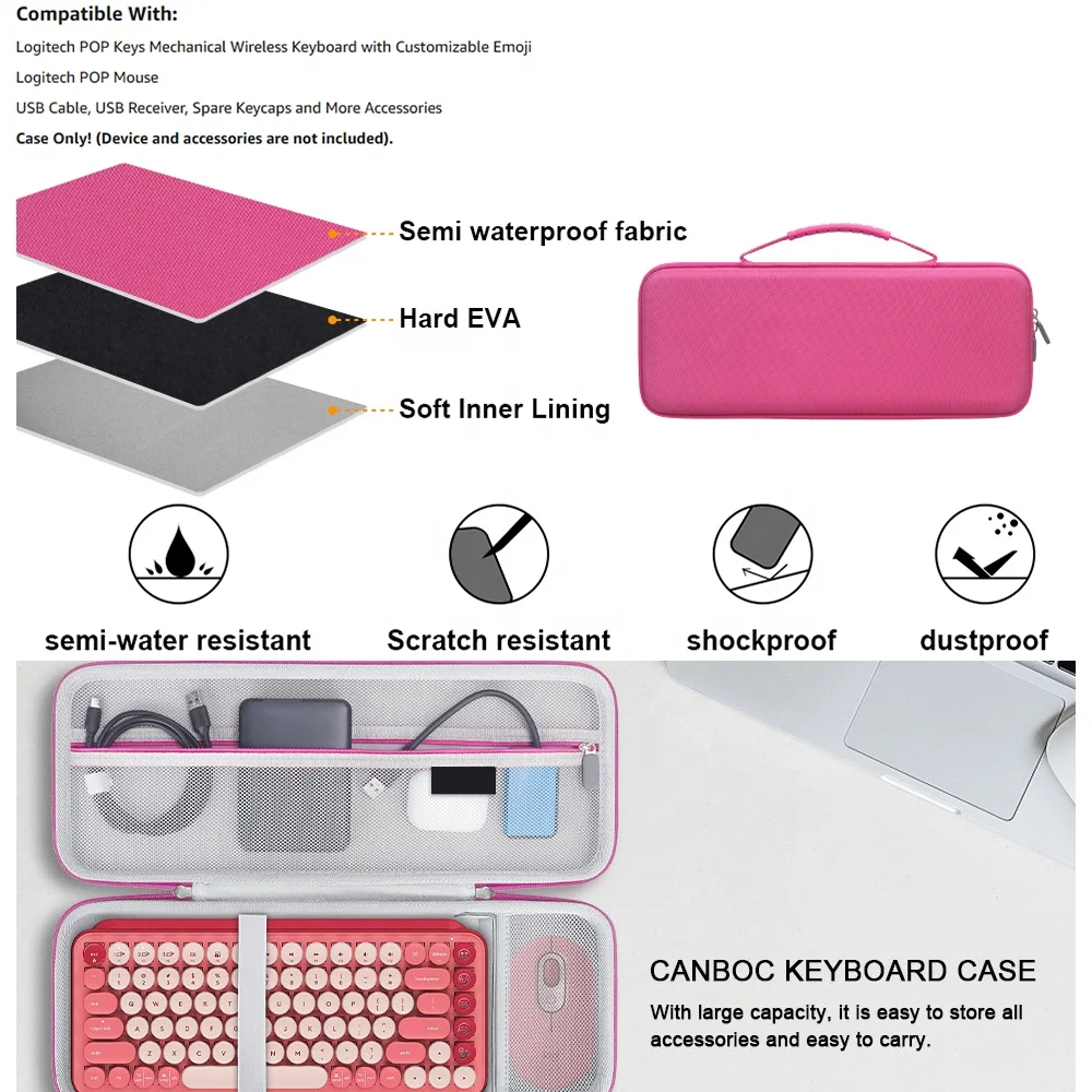 Newest Keyboard Carrying Case Wireless Bluetooth Keyboard Hard Shell Travel EVA Case with Custom Logo Zipper