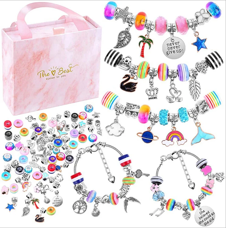 Bracelet Making Kit for Girls Jewelry 85pcs DIY Charm Bracelets Kit Beads Bracelets for Craft Jewelry Gift for Adults and kids