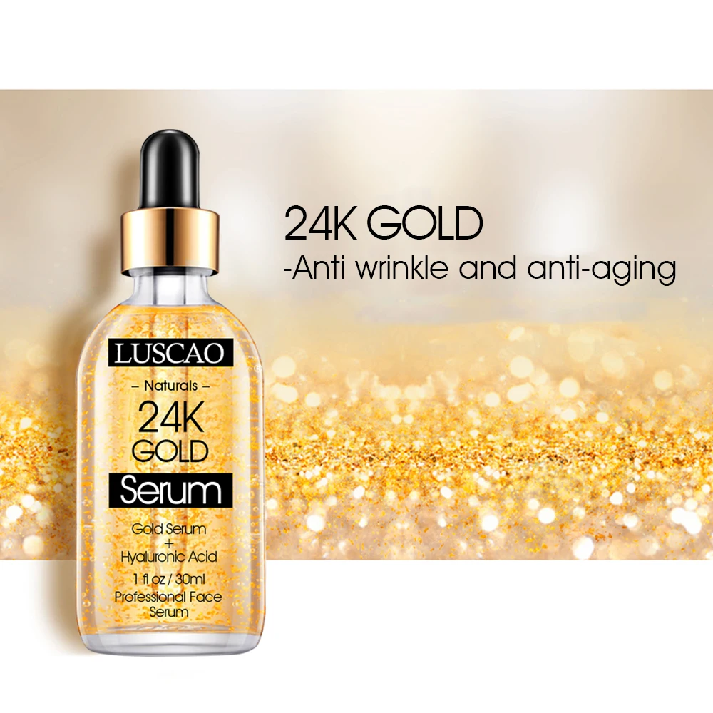 LUSCAO Custom Label Luxury Moisturizing Firming Skin Care Lifting 24k Gold Face Serum