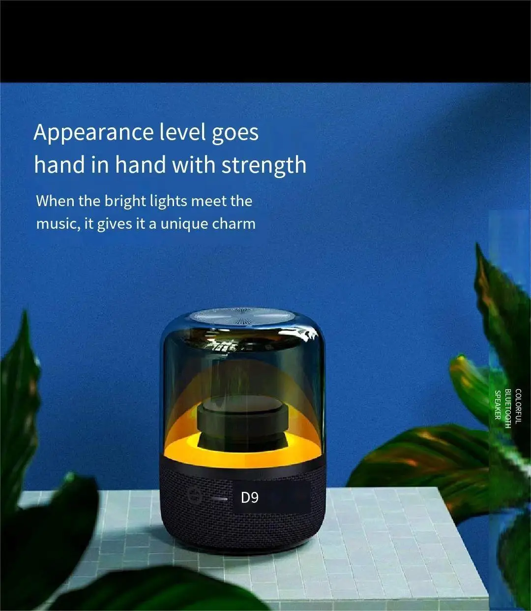 AOOLIF whosale price high quality colorful glass lighting subwoofer speaker bluetooth with JBL speaker