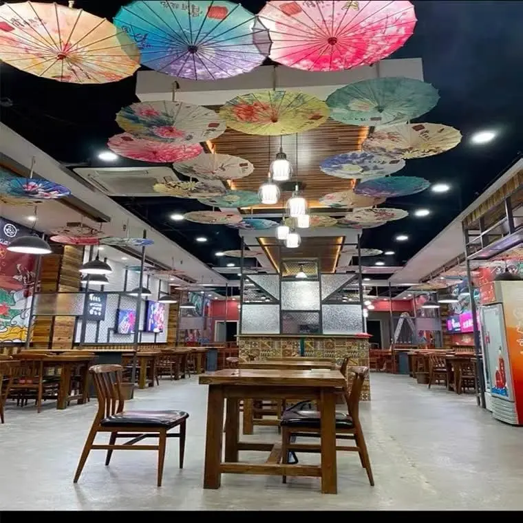 Colorful Chinese Traditional Parasol DIY Kids Oil Paper Umbrella Ceiling Decoration Flower Photo Props Wedding Parasol