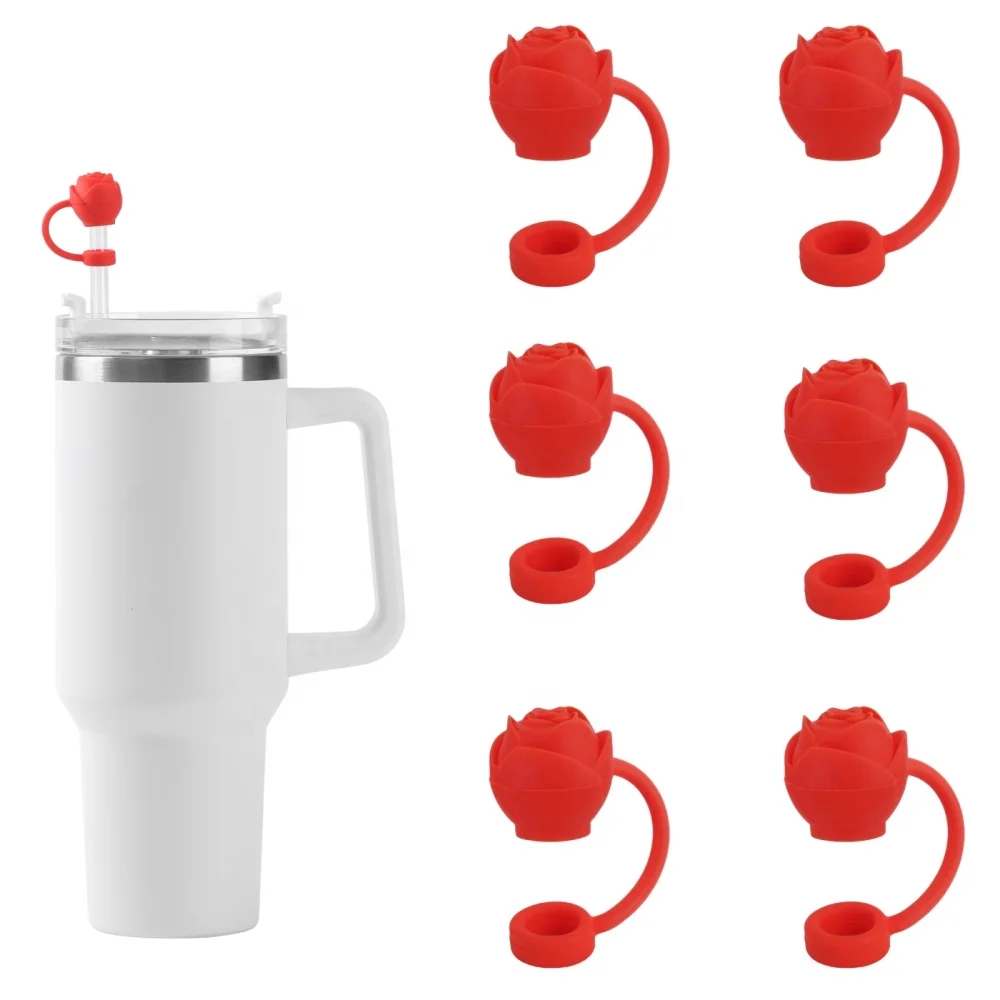 Recycling Rose Style Water Bottle Straw Hat Hygiene And Safety Silicone Water Bottle Straw Stopper