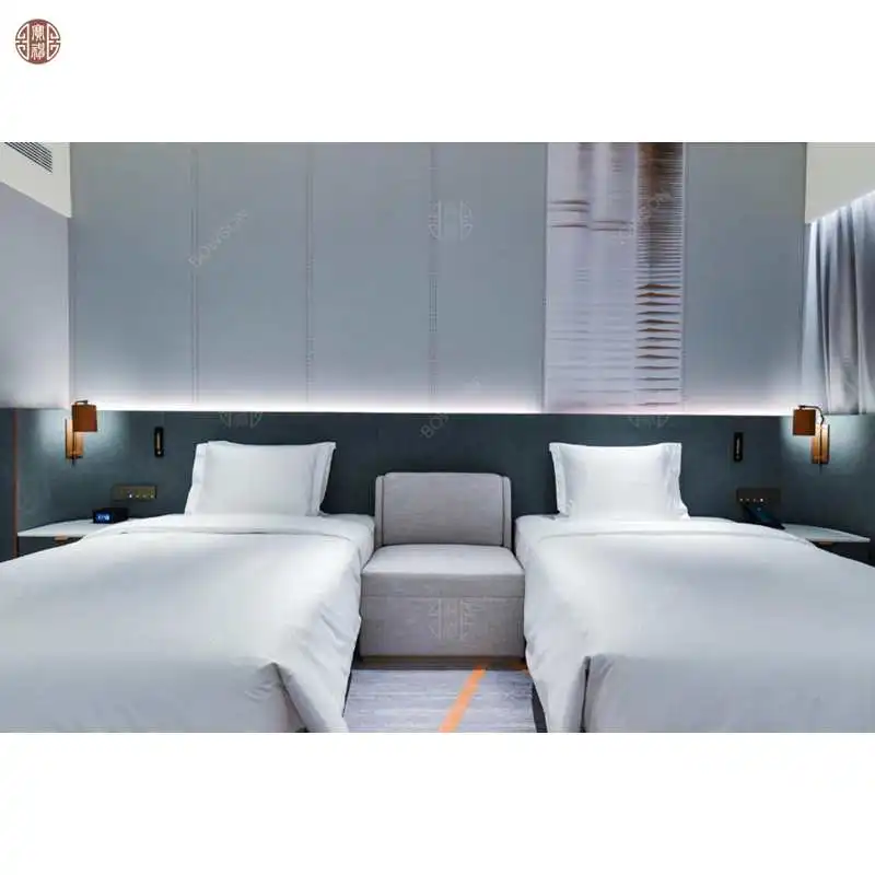 Hot Selling  Modern Contracted Design Hotel Bedroom Furniture Hotel Wood Beds