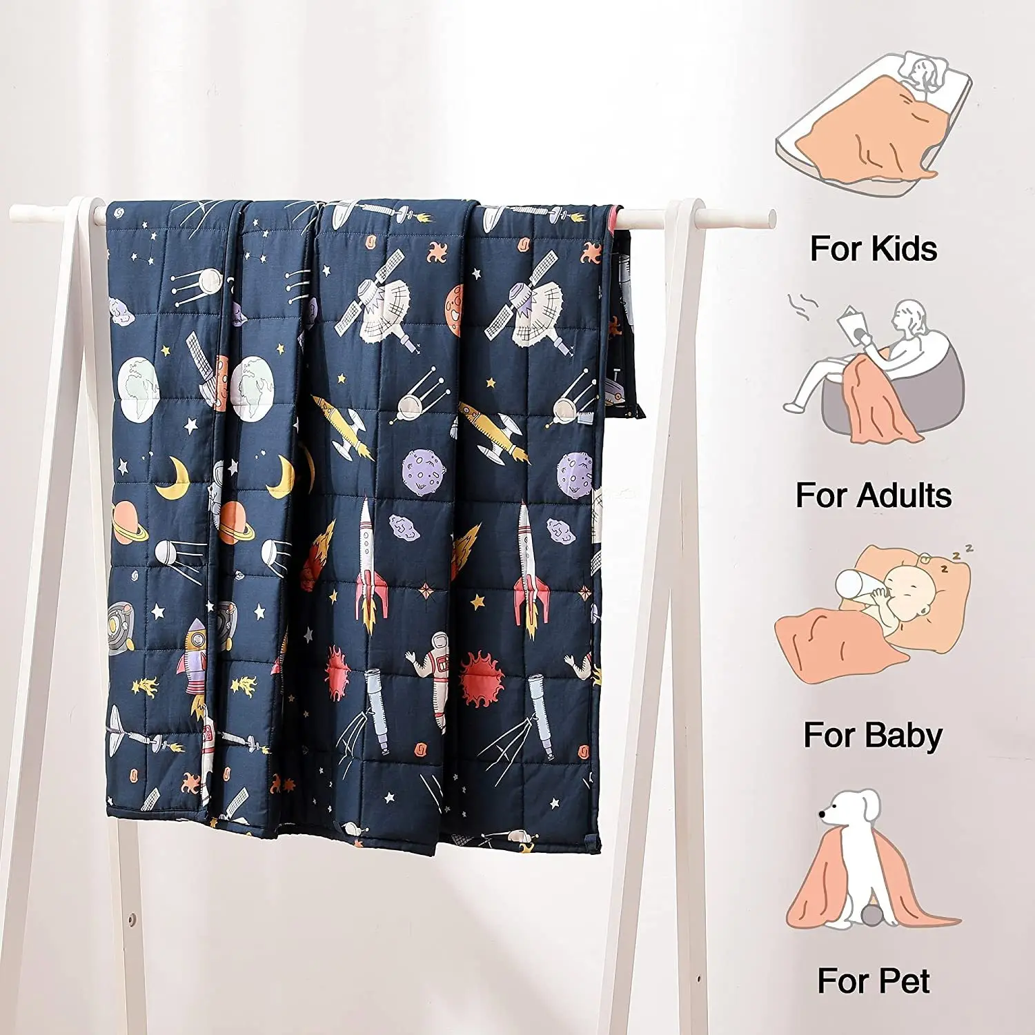 Custom Autism Anxiety printed glass beads Weighted Blanket For Adults and Kids Children