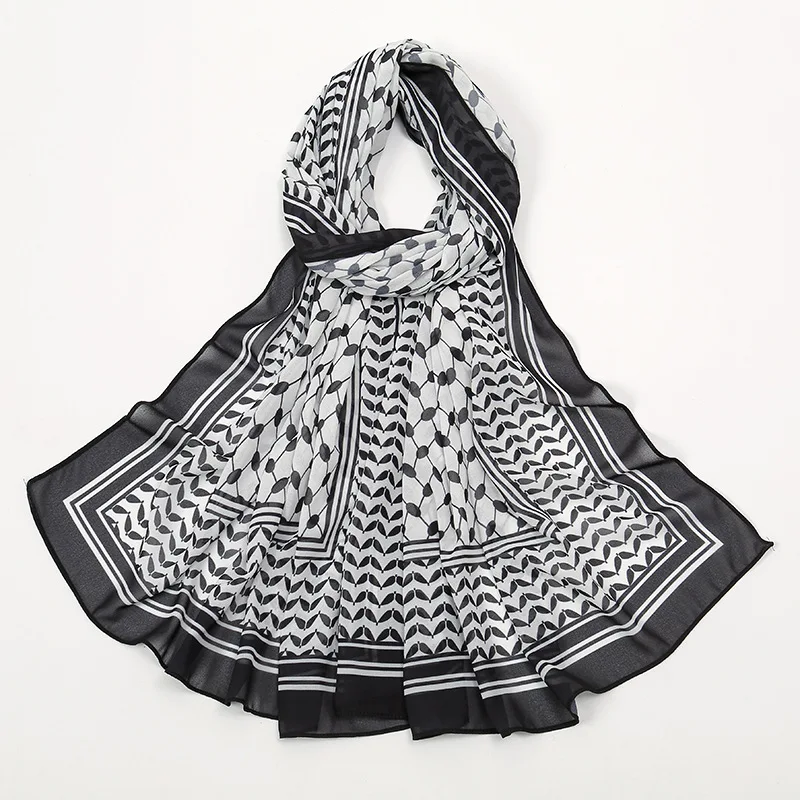 New Arrival Palestinian Chiffon Muslim Women Shawl Palestine Scarf Kuffiyeh Hijab