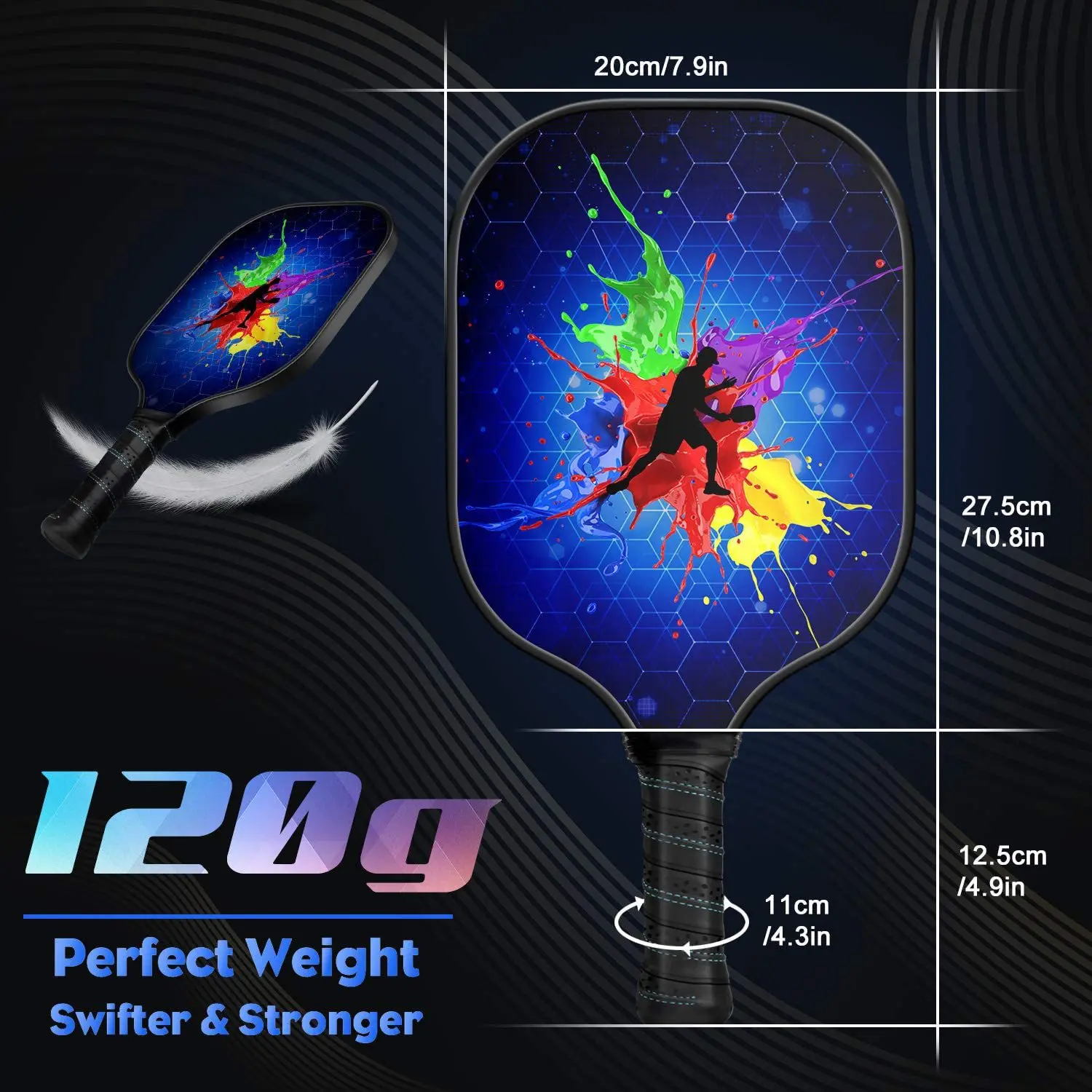 Pickleball Paddle Carbon Pp Honeycomb Graphite Pickleball Paddle High Quality Pickleball Paddle