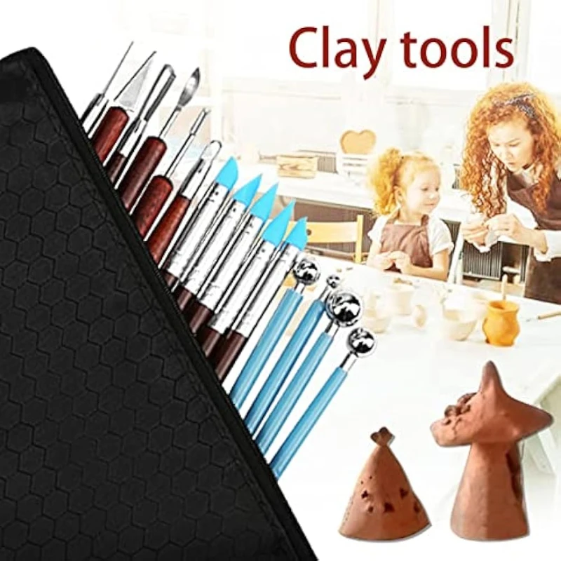 16 pieces of ceramic polymer silicon clay carving tool Wood handle double end carving ceramic process carving smooth modeling