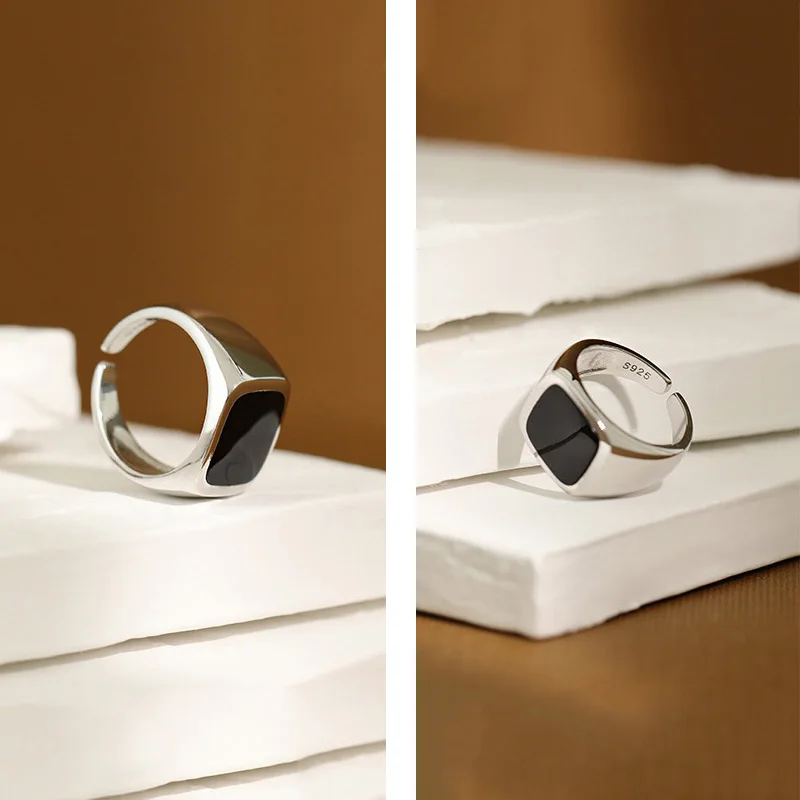 Wholesale Personality Fashion Jewelry S925 Sterling Silver With Epoxy Rings Custom Enamel Ring