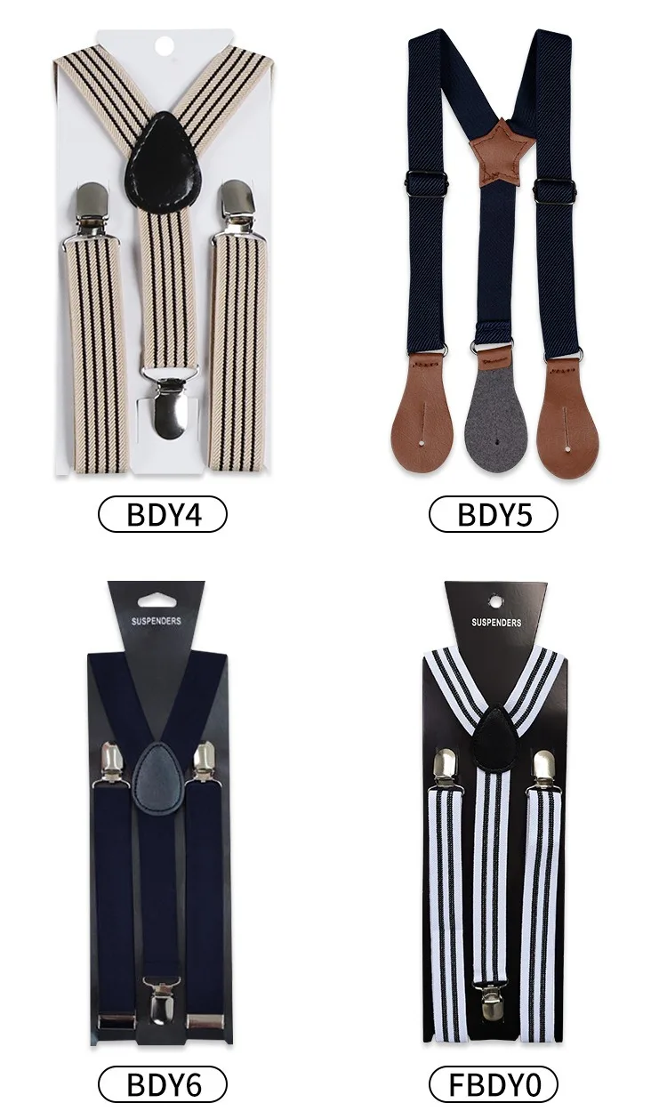 Custom Solid Color Baby Suspenders Colorful Y-Back Braces Elastic Belt Straps with Clip for Kids Adjustable Suspenders