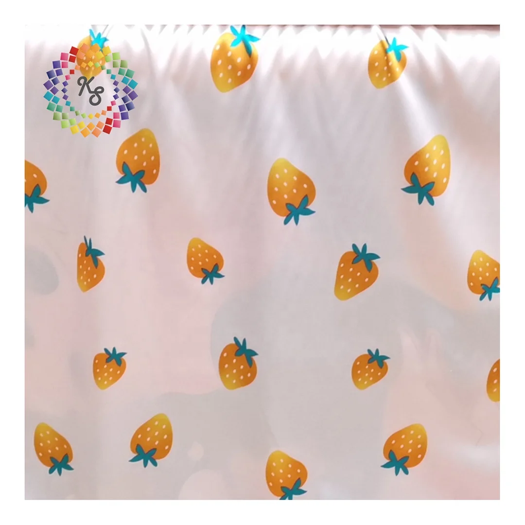 Stretch Strawberry Printed Shiny Satin Fabric For Pajama