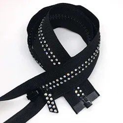 No. 10 Colorful Resin Diamond Double Row Open End Fashion Rhinestones Zipper For Luggage Clothing