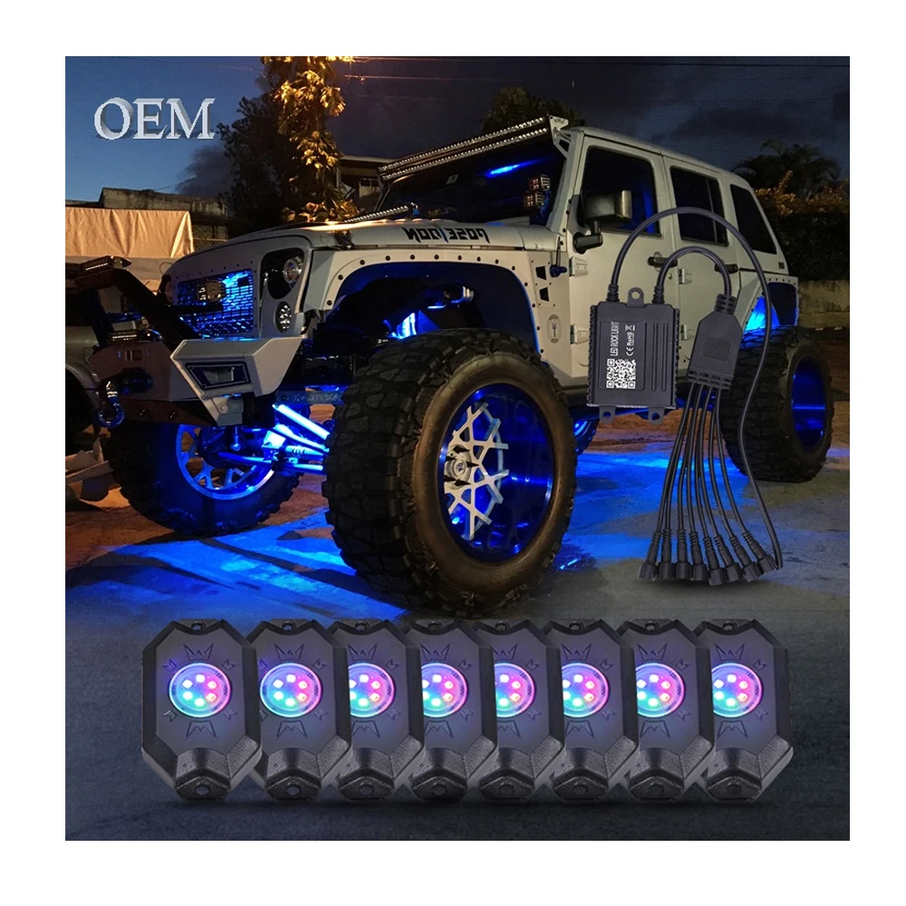 8 Pcs Underglow Others Car Light Accessories Over Rgbw Rgb Pods Led Rock Truck Lights Atv White