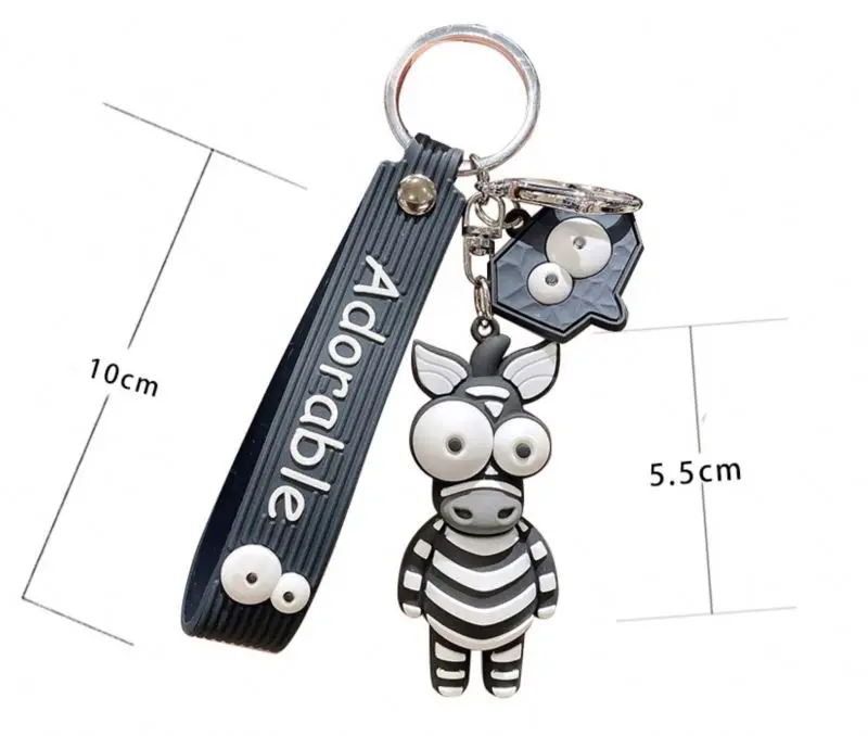 HOT SELL Keychain for Girls Kids Children Big Eyes Animals Cute Cartoon Pendant 3d Anime Keychain PVC Rubber Keychain