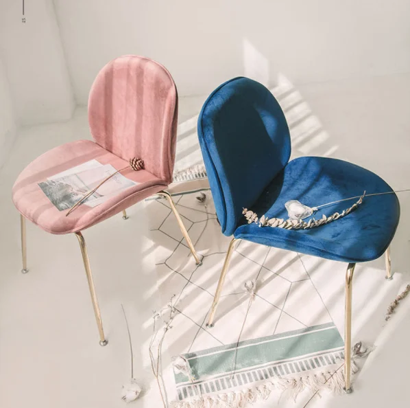 Silla De Terciopelo Pink Velvet Fabric Chairs Dining Beetle Chair With Metal Leg Gold