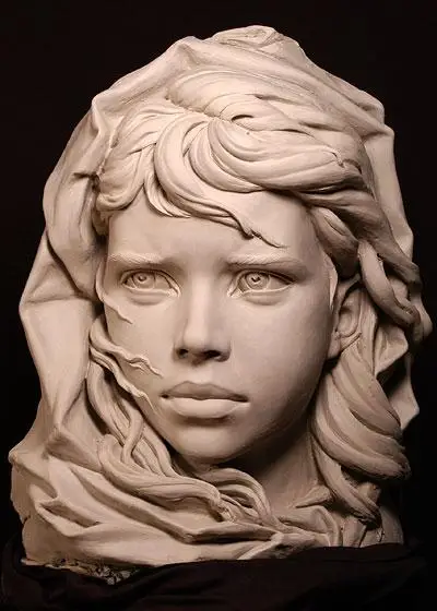 Marble Bust White Woman Sculpture