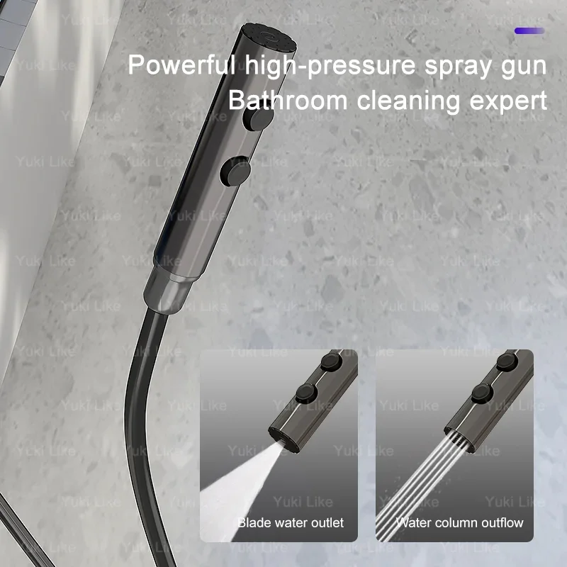 Digital Smart Grey Shower Set Bathroom Home Use Shower System Rainfall Sprayer Pressurised Bathing Apartment Shower Head