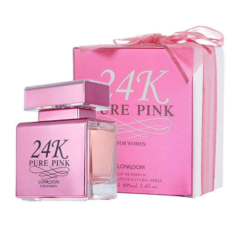 Top selling women perfume 24K pure pink LONKOOM EDP EAU DE PARFUM long lasting FLORAL FRUITY fragrance