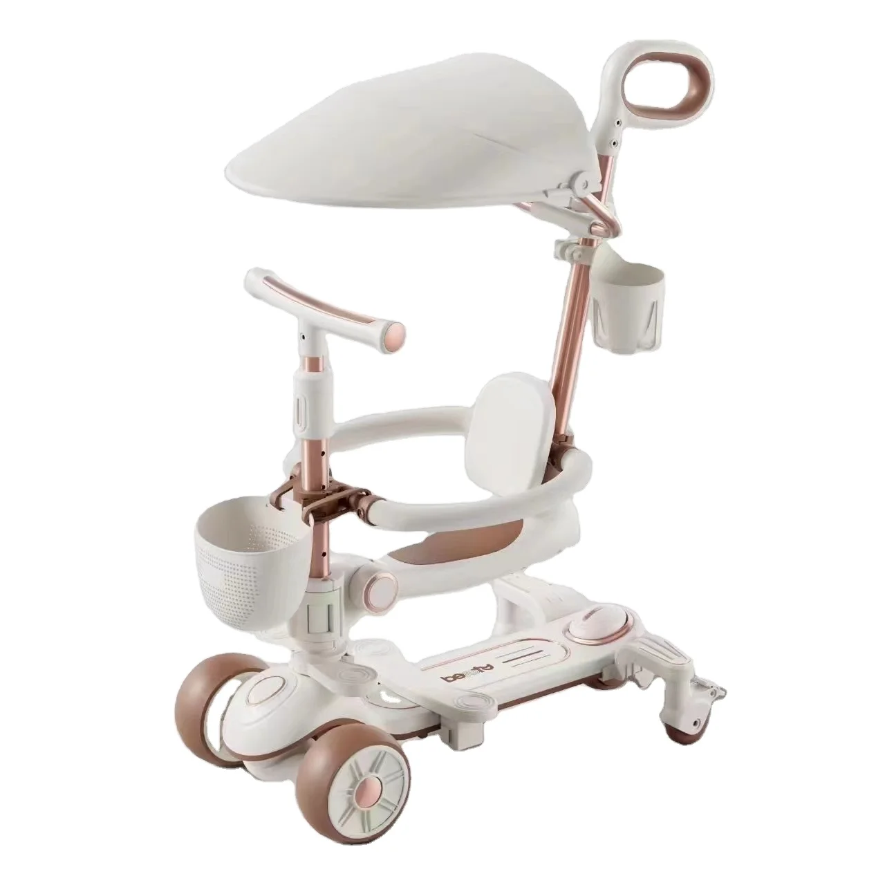 5 in 1 Multifunctional Kids Folding Scooter LED and Music Features Three PU Wheels for 6-8 Years