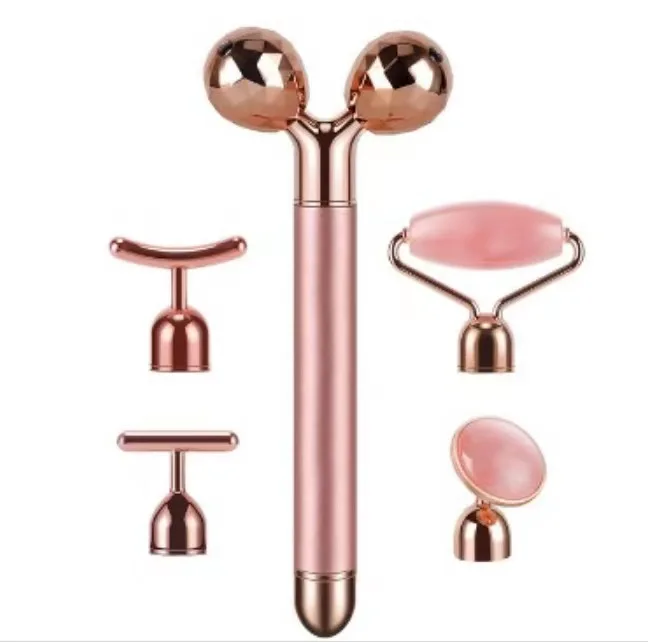 2 In 1 Energy Beauty Bar Face Massager 24K Golden Pulse Vibrating Face Massager Facial Lift Tool Electric 3D Roller