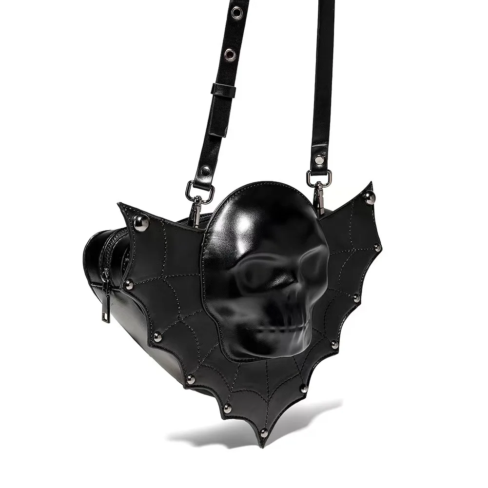OEM gothic webs bats wallet unique Design Shoulder Bag Lady Special Shaped  Messenger Pu Halloween Gothic Bag Manufacture