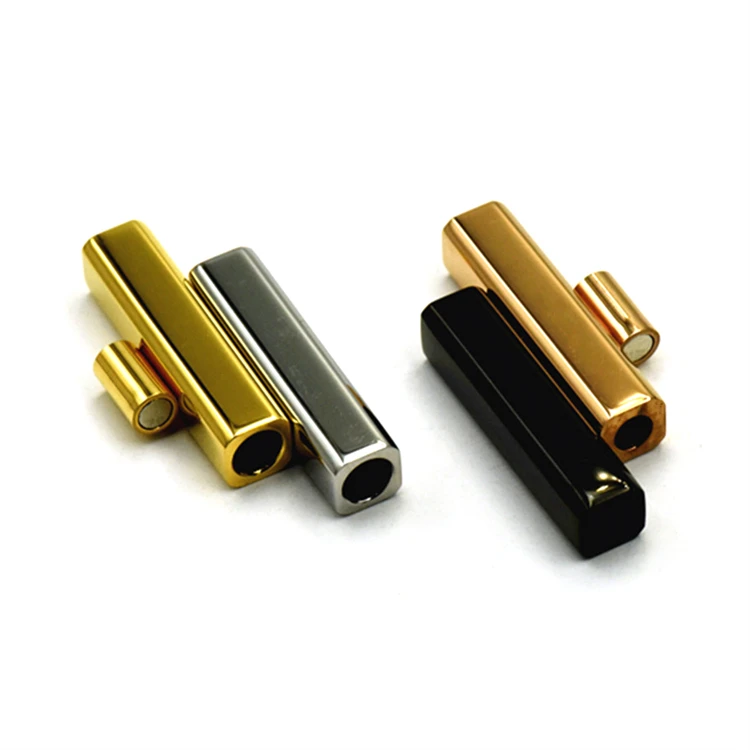 Silver Rose Gold Black Blue Square Tube Clasps And Closure For Bracelet Making Leather Cord Glue In 4Mm 3Mm Hole