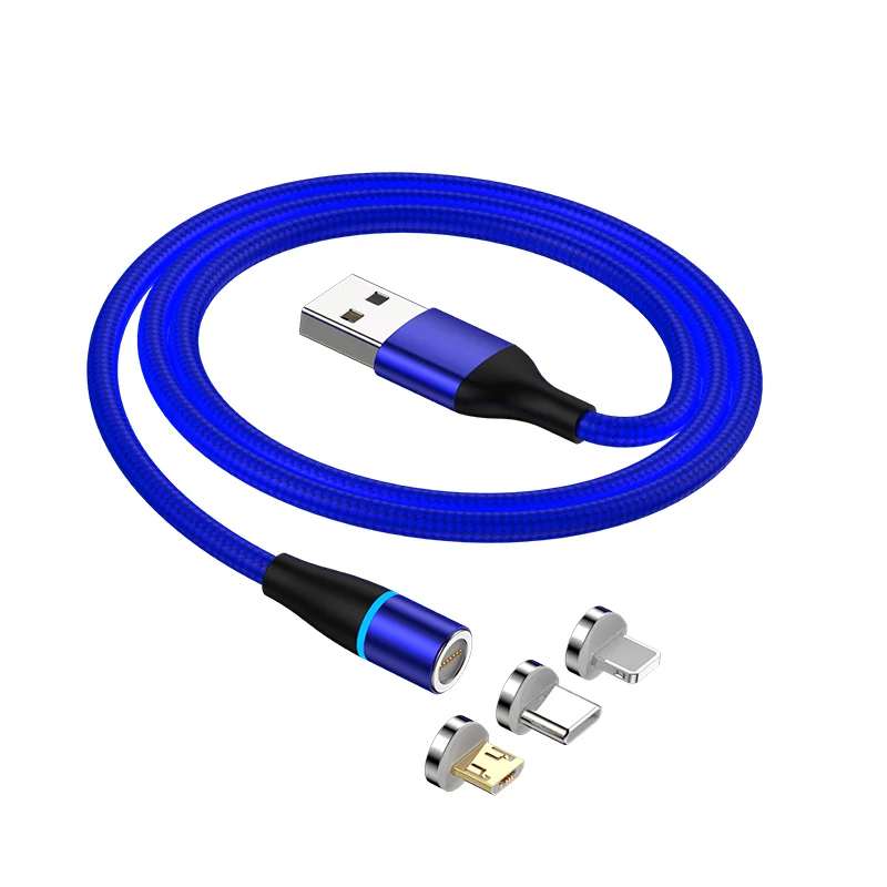 Manufacturer Fast Charger LED Side light for Micro for Type-c for Phone 3 in 1 Magnetic Data USB Cable