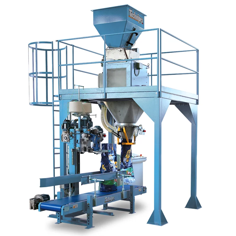 Ton Bag Packaging Machine Lime Ore Weighing Filling Sealing Granule Robotic Palletizer and Pallet Wrapper for Cement 0.4-0.6mpa