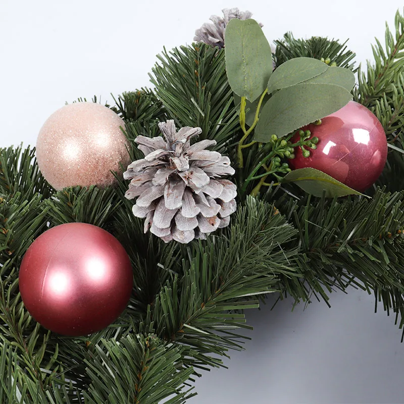 New Design 24 Inch Wreath Supplier With Pine Cone Ornaments Christmas Ball Wreath For Front Door
