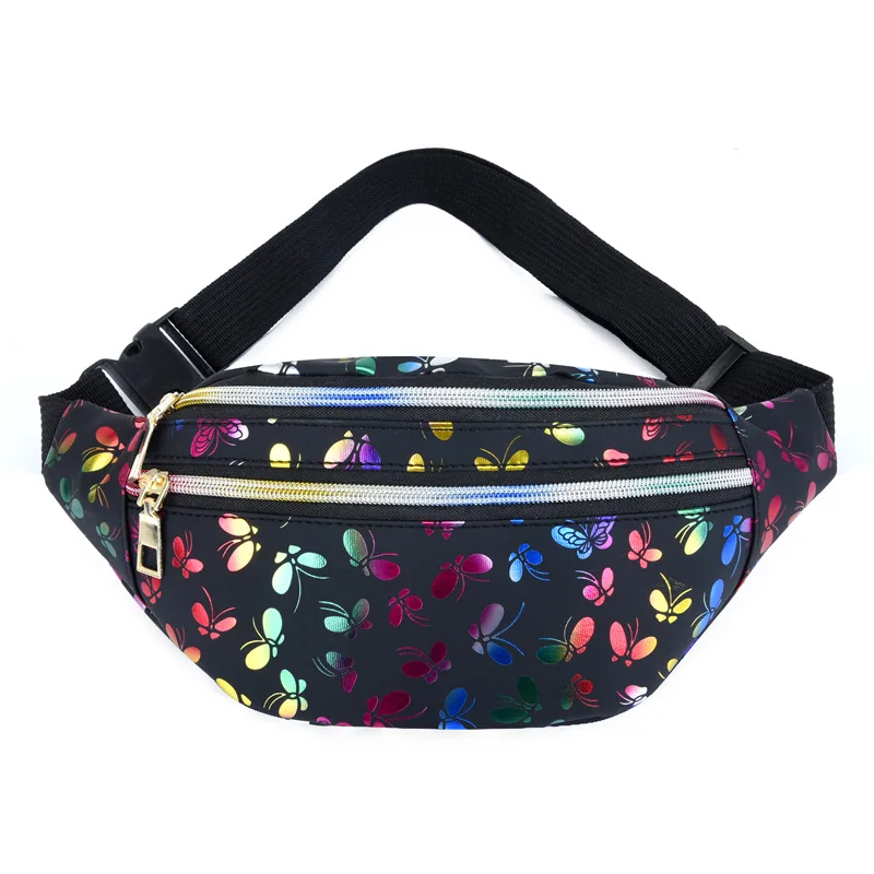 Casual Waterproof Waist Pack Shoulder Bags Walking Belts Bag Shiny Waist Bum Bag for Travel Party Festival Running Hiking