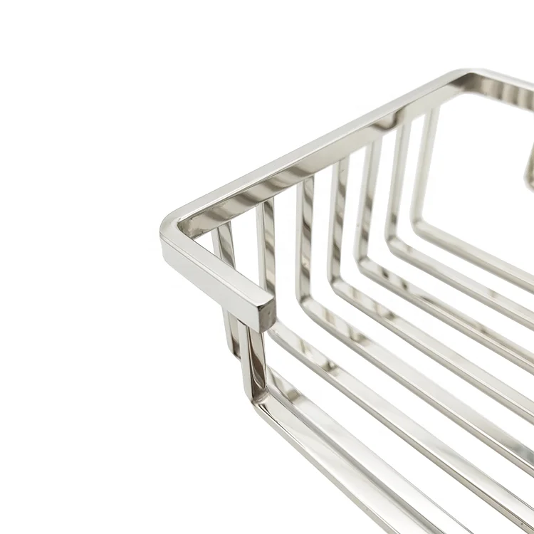 Luxury SUS304 Stainless Steel Shower Rack Rustproof Mirror Shining Bathroom Kitchen Rectangle Commodity Shelf Basket Organizer