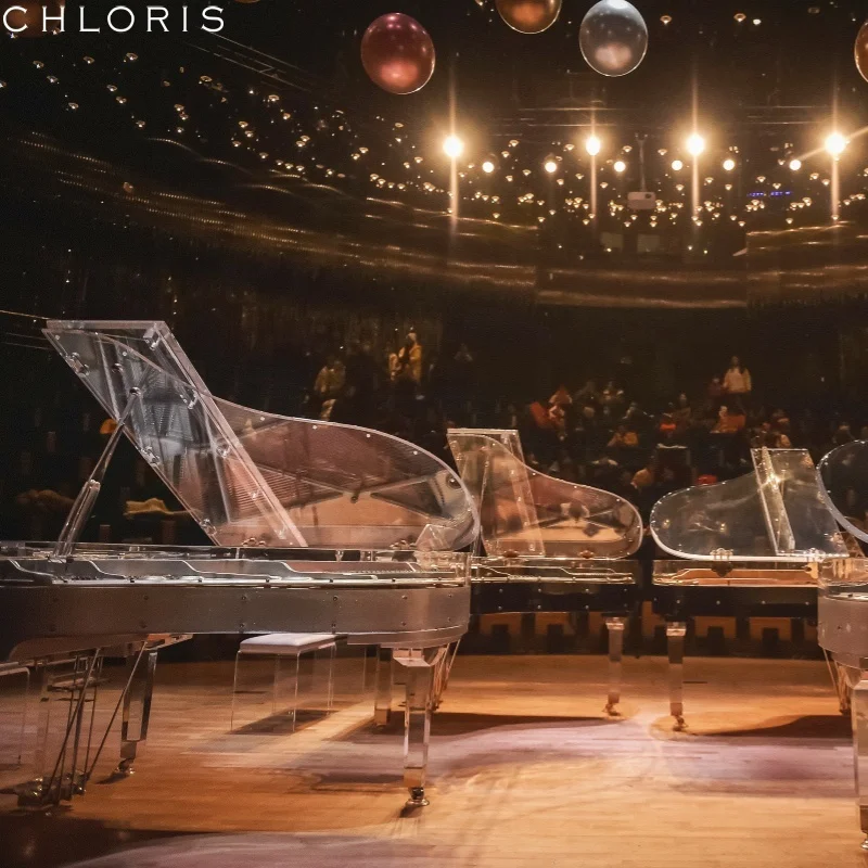 Factory  Popular Acrylic Crystal Piano Customized Transparent Glass Acrylic Grand Piano HG168A