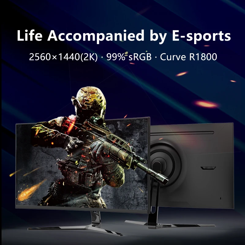 Full High-definition Super Wide 27 Inch Curved Surface Screen 2k 165hz Led Gaming Monitor Lcd Pc Monitor For Computer