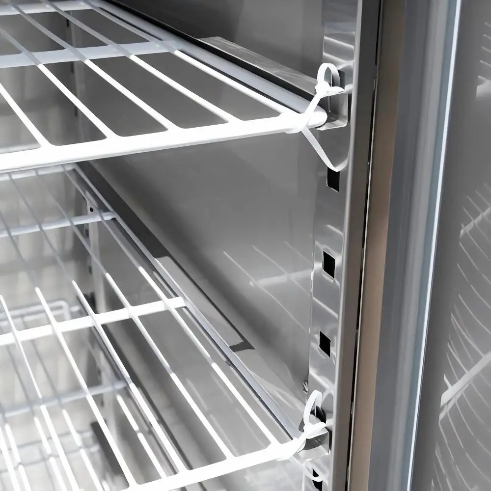Single-Temperature 420L Capacity Commercial Worktop Freezer Stainless Steel glass door Counter Refrigerator Air Cooling Kitchen