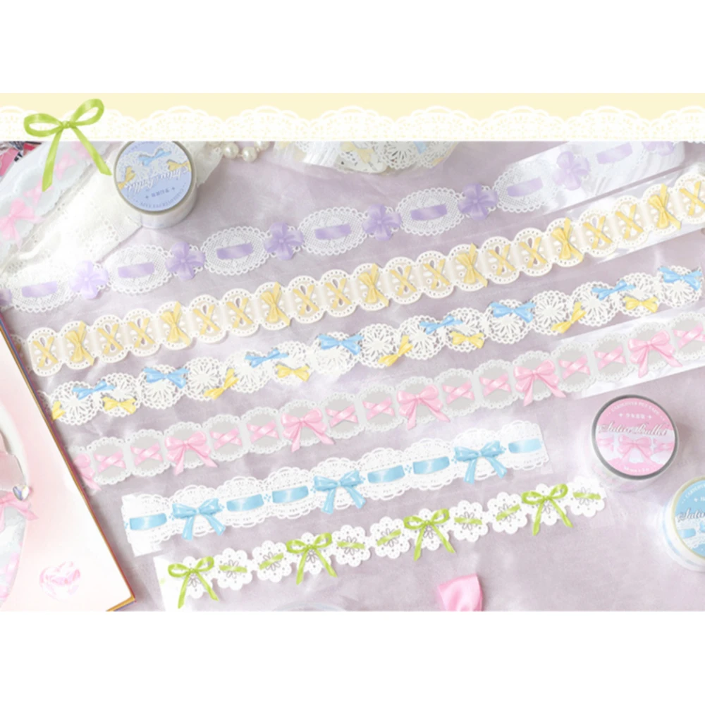 Letter Lovers PET tape silk Satin Ballet girl bow ribbon diy collage transparent photo card decoration