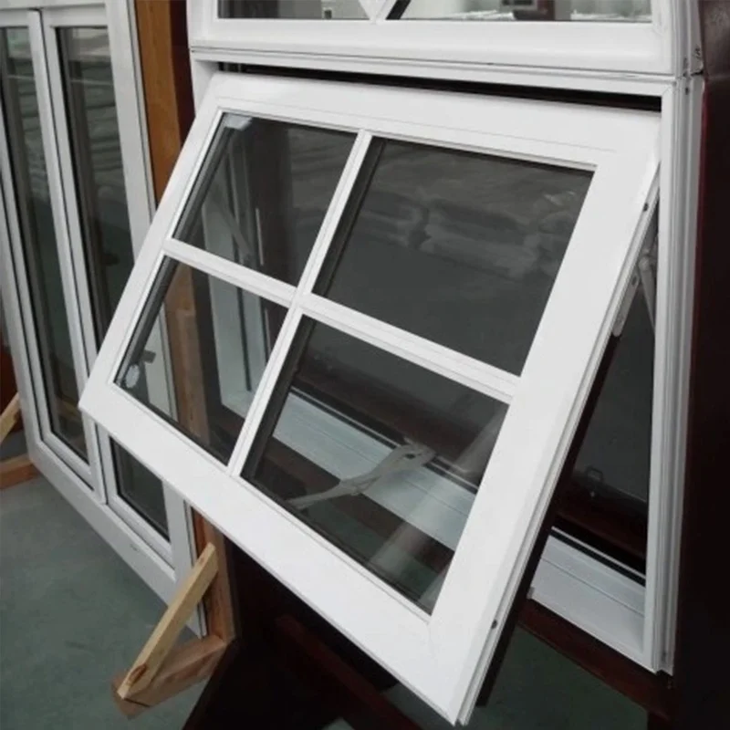 Aluminum Top Hung Windows Hurricane Tempered Glass Minimalist Modern Exterior Casement Window Awning