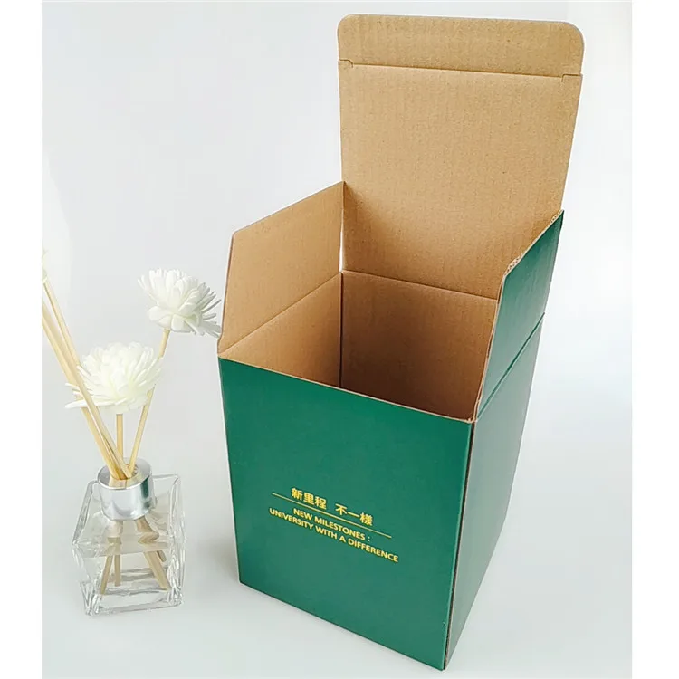 
Small size green soft outer liner cover packaging customized corrugated paper boxes for perfume 
