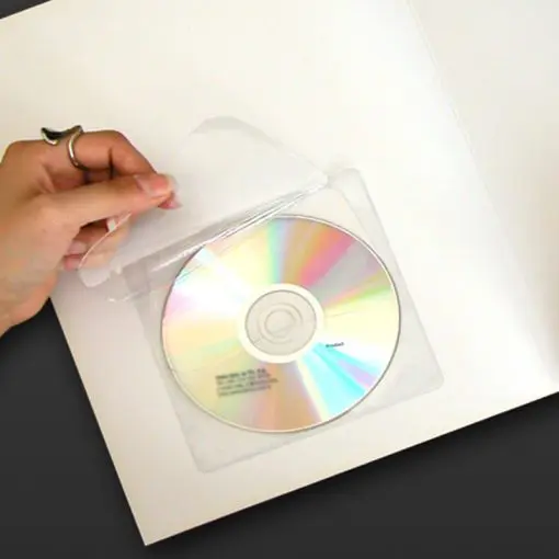 Custom Logo Size Shape Self Adhesive Pvc Clear Plastic Sticker CD/DVD Sleeve Storage Cover Bags Used To Insert CDs/DVDs