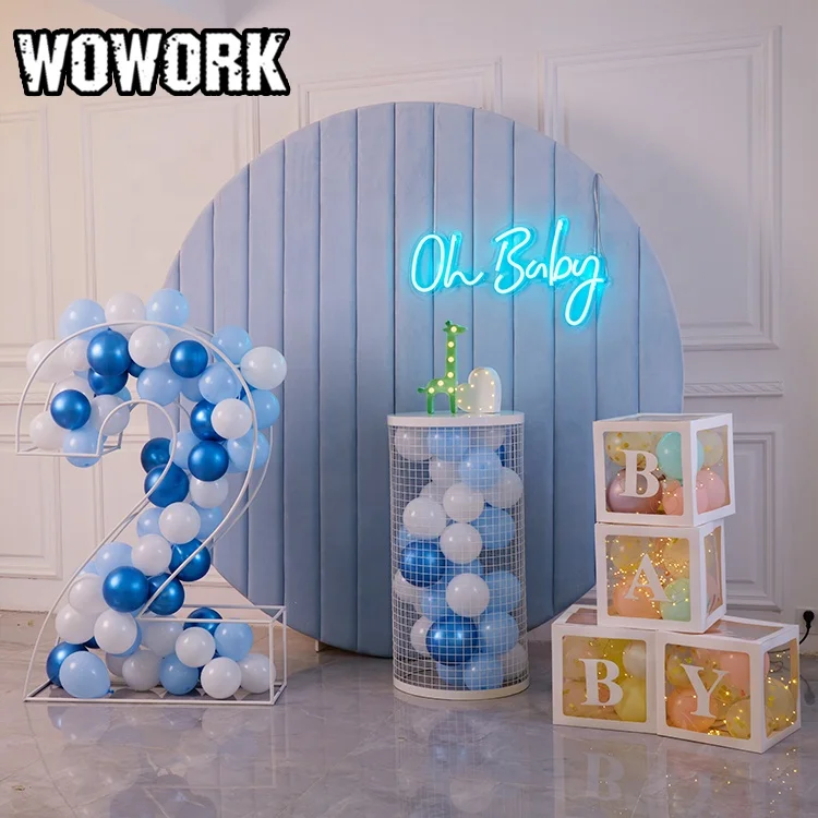 2021 WOWORK fushun waterproof wedding props event decoration baby shower custom Metal frame letter of balloons