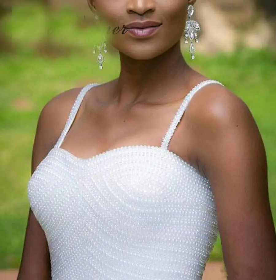 
 Белое кружевное свадебное платье-Русалка с U-образным вырезом и кристаллами или Свадебные платья с длинным хвостом  