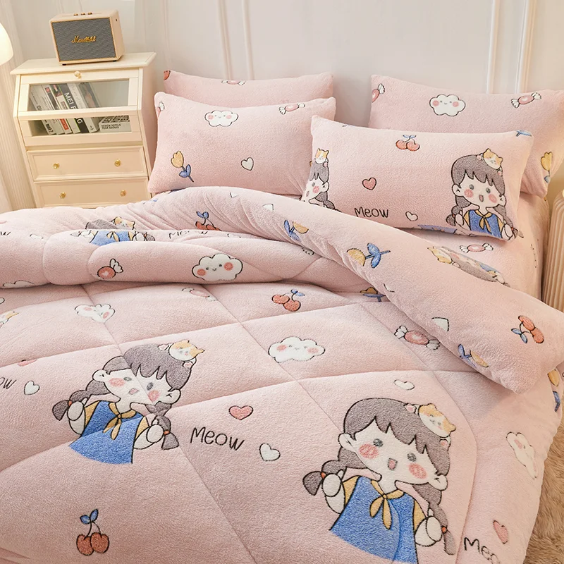 Light Pink Solid New Oeko-Tex Comforter Edredon Quality Teenage Twin Customized Duvet Bedding Set bed cover luxury bed sheets