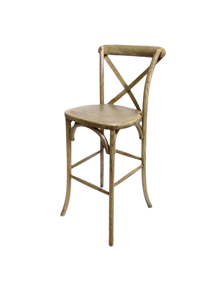 Modern new design wood bar chair high stool dining chair cross back high chair