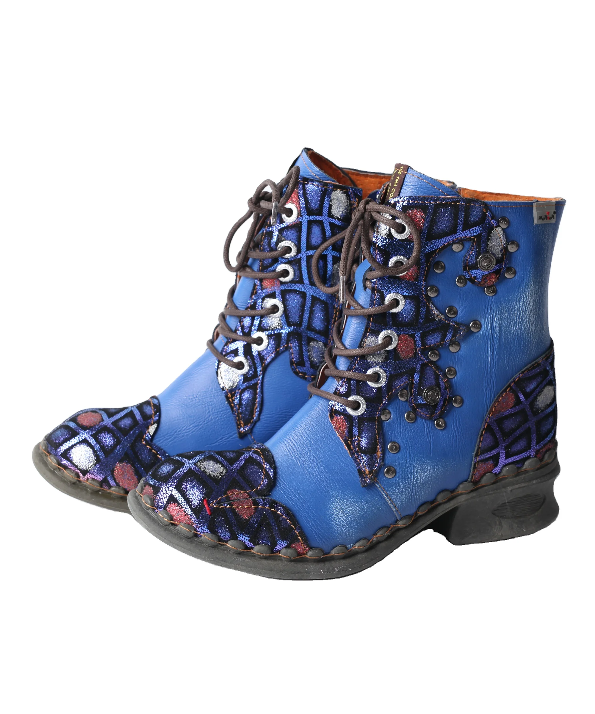 SHOELANDER Stylish Ladies Spring Summer Women Casual Shoes Blue Fashion Breathable Lace-Up Women Leather Boots