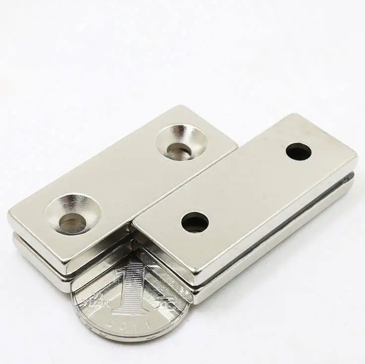 N35 N52 neodymium Permanent rectangle square block cup countersunk hole magnet block countersunk with countersunk hole