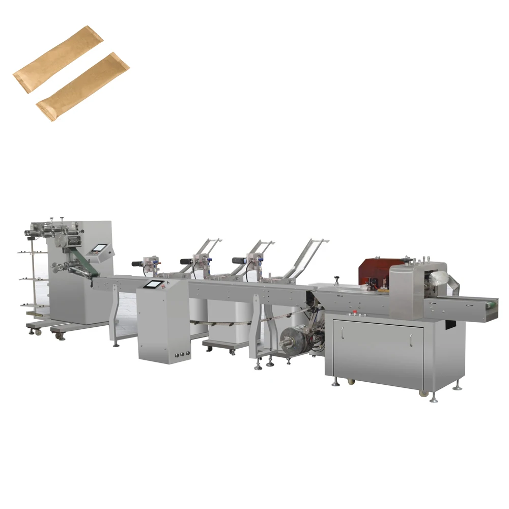 Down Paper Cutlery flow packing machine for plastic spoon/ knife/plastic fork