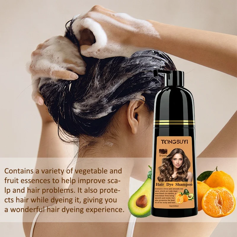 New Design Refreshing Plastic Bottle Black Hair Dye Shampoo Natural Avocado Semi-Permanent Fruit Hair Dye For Hair Salon